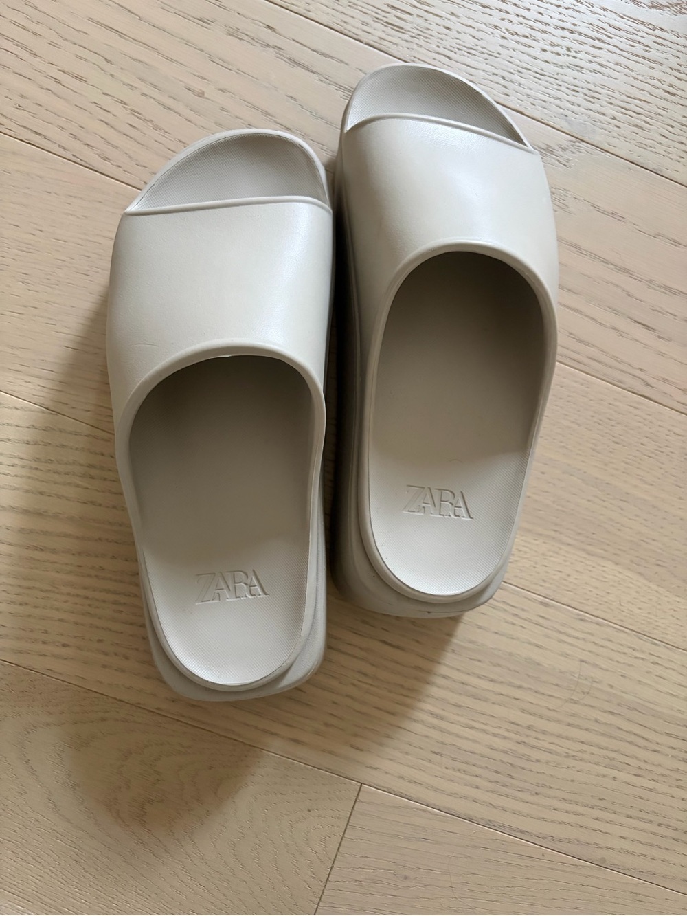 Zara Neutral Beige Platform Slide Sandals - Picture 3 of 5